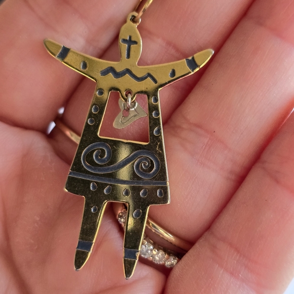 Woman pendant gold tone metal heart charm inside silver - Picture 3 of 7